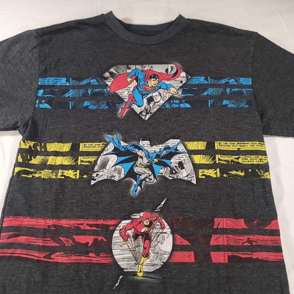 DC Justice League Graphic Crew Neck Short Sleeve T-Shirt Youth Boys Size M Black